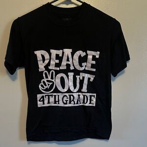Jerzees Kids Black Tee with Peace Out 4th grade Graphic